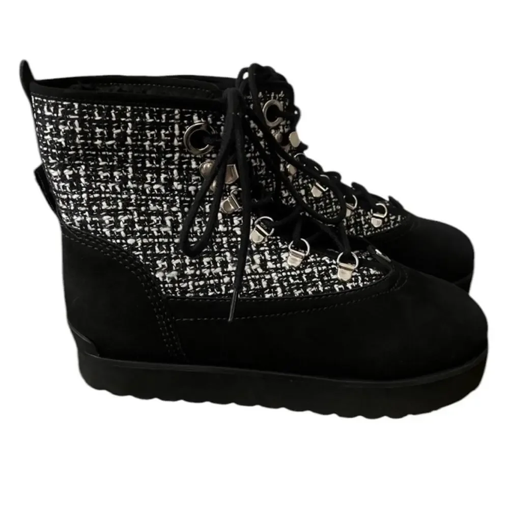 Larroude Vail Black Tweed/Suede Ankle Boots – 8.5